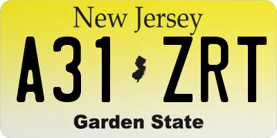 NJ license plate A31ZRT