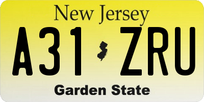 NJ license plate A31ZRU