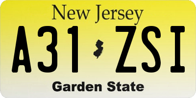 NJ license plate A31ZSI