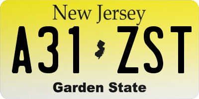 NJ license plate A31ZST