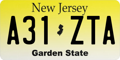 NJ license plate A31ZTA