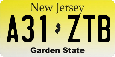 NJ license plate A31ZTB