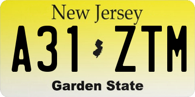 NJ license plate A31ZTM