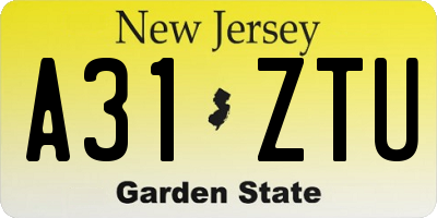 NJ license plate A31ZTU