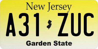 NJ license plate A31ZUC