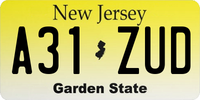 NJ license plate A31ZUD