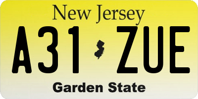 NJ license plate A31ZUE