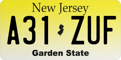 NJ license plate A31ZUF
