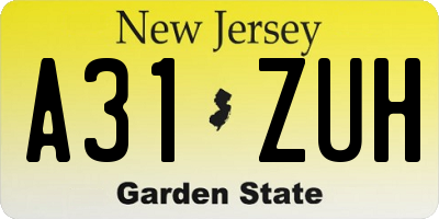 NJ license plate A31ZUH