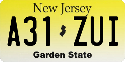NJ license plate A31ZUI