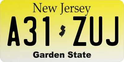NJ license plate A31ZUJ