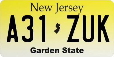 NJ license plate A31ZUK