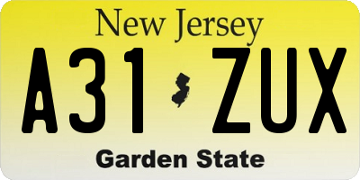 NJ license plate A31ZUX