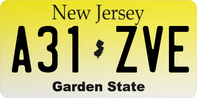 NJ license plate A31ZVE