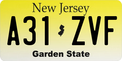 NJ license plate A31ZVF