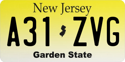NJ license plate A31ZVG