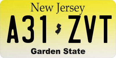 NJ license plate A31ZVT