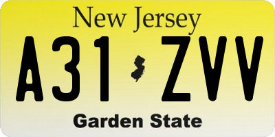 NJ license plate A31ZVV