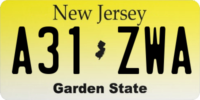 NJ license plate A31ZWA