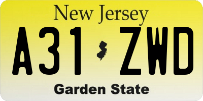 NJ license plate A31ZWD