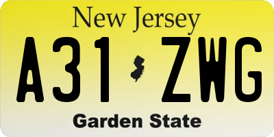 NJ license plate A31ZWG