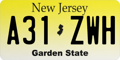 NJ license plate A31ZWH