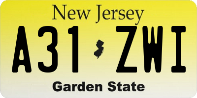 NJ license plate A31ZWI