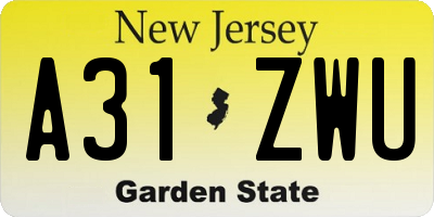 NJ license plate A31ZWU