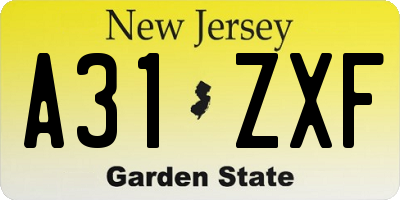NJ license plate A31ZXF