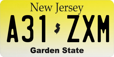 NJ license plate A31ZXM