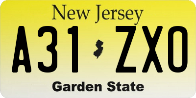 NJ license plate A31ZXO