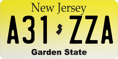 NJ license plate A31ZZA