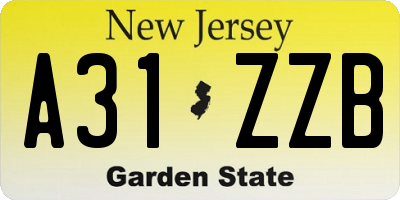 NJ license plate A31ZZB