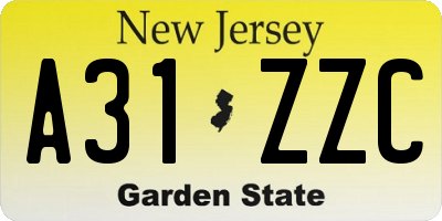 NJ license plate A31ZZC