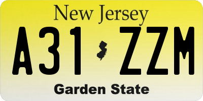 NJ license plate A31ZZM