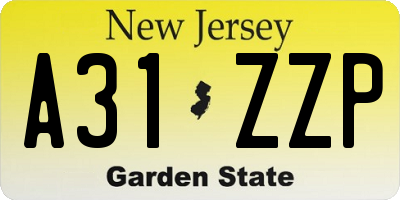 NJ license plate A31ZZP