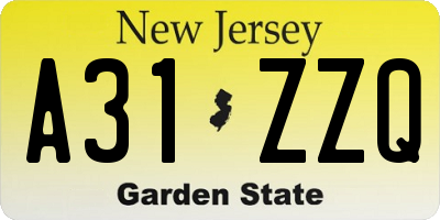 NJ license plate A31ZZQ