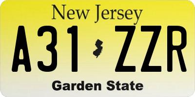 NJ license plate A31ZZR