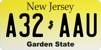 NJ license plate A32AAU