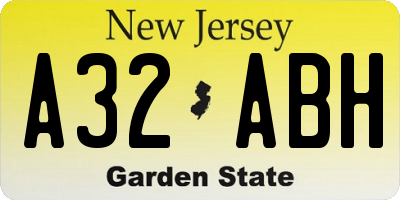 NJ license plate A32ABH