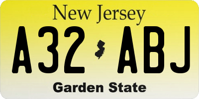 NJ license plate A32ABJ