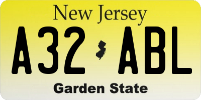 NJ license plate A32ABL