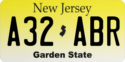 NJ license plate A32ABR