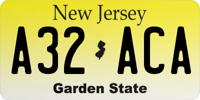 NJ license plate A32ACA