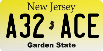 NJ license plate A32ACE