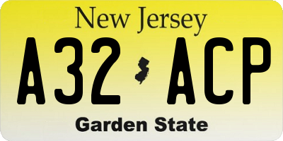 NJ license plate A32ACP