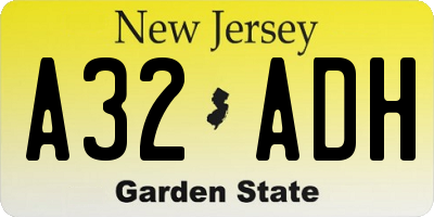 NJ license plate A32ADH