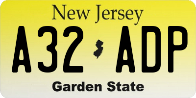 NJ license plate A32ADP