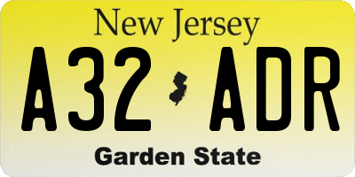 NJ license plate A32ADR