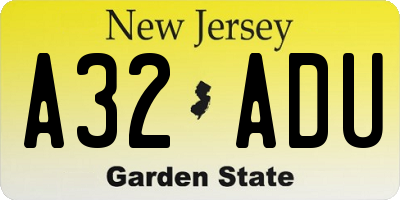 NJ license plate A32ADU